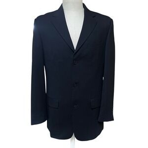 Versini Mens‎ Suit 39L Black 100% Wool 2 Piece Jacket and Pants
